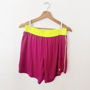 Burgundy and yellow Nike shorts small
